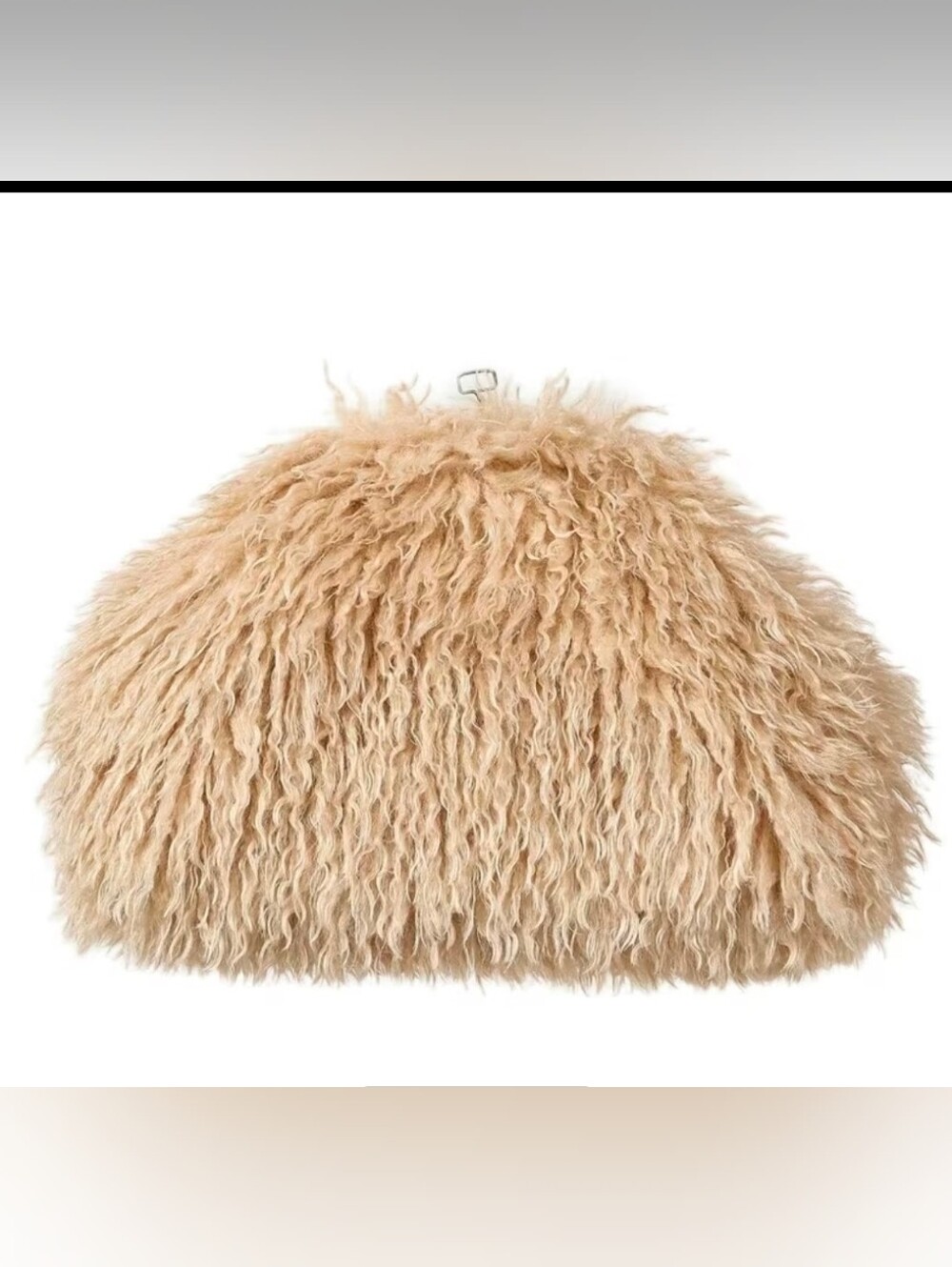 Plush Faux Fur Clutch in Light Beige